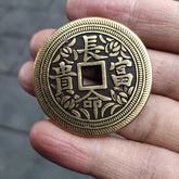 43mm Old Copper 长命富贵 Coin Chinese Dragon Phoenix Brass Collect Pendant 07FC0E-D4 - KOEEK