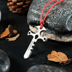 Mini Titanium Pendant Necklace Portable Outdoor Multi Tools EDC Card Keychain 07FC0E-D4 - KOEEK