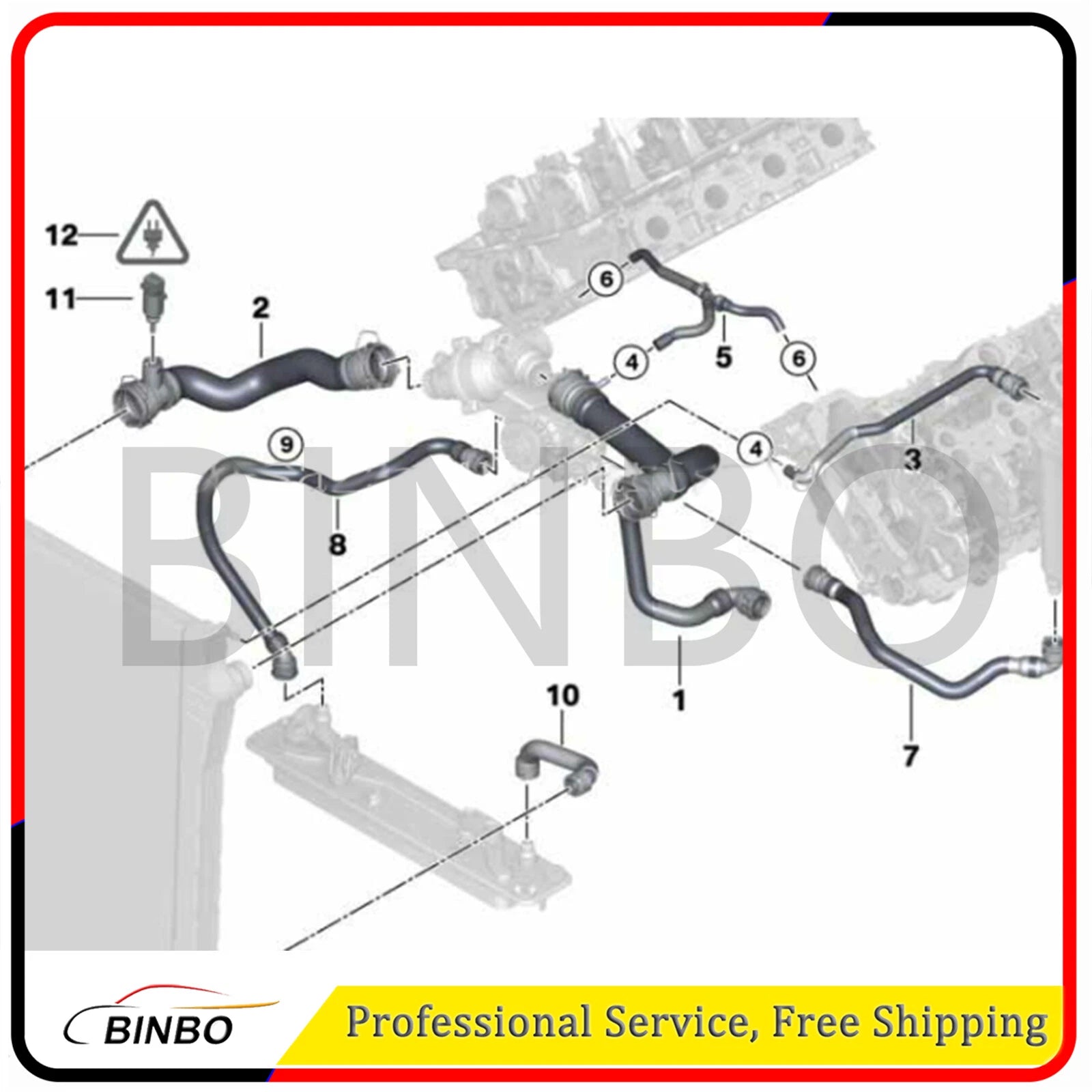 7PCS Coolant Systerm Radiators Hose Fit For BMW E70 X5 xDrive 2007-2010 4.8L 07FC0E-D4 - KOEEK