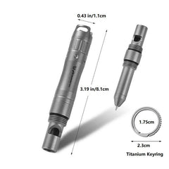 Titanium Emergency Survival Safety Whistle with Mini Ballpoint Pen EDC Outdoor 07FC0E-D4 - KOEEK