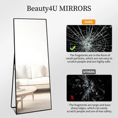 59"x16" Tall Full Length Mirror with Stand, Black Wall Mounting Full Body Mirror 07FC0E-D4 - KOEEK