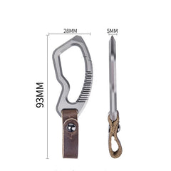 Titanium Alloy + Leather Keychain Carabiner Removable Pendant EDC Crowbar Tool EDC - KOEEK
