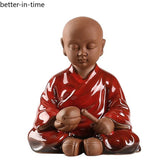 8.8cm Purple Clay Handmade Little Monk Zen Tea Pet Kung Fu Home Decoration 07FC0E-D4 - KOEEK