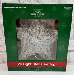 * * Kurt Adler 20 Light Star Tree Topper Top Christmas 12” White Lights 07FC0E-D4 - KOEEK