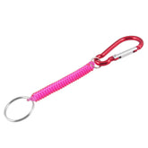 Carabiner Hook Pink Spring Elastic Plastic Coil Keyring Keychain Strap Rope 5.1" 07FC0E-D4 - KOEEK
