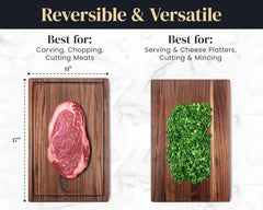 Walnut Wood Cutting Board for Kitchen, Reversible Wooden Chopping Board 07FC0E-D4 - KOEEK