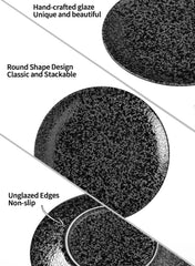 Ceramic Dinner Plates - Set of 6, 10-inch, Round Dinner Plates, Black Glaze 07FC0E-D4 - KOEEK