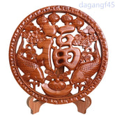 26cm Peach Wood Fu Character Wood Carving Household Decoration Handicraft 07FC0E-D4 - KOEEK