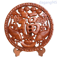 26cm Peach Wood Fu Character Wood Carving Household Decoration Handicraft 07FC0E-D4 - KOEEK