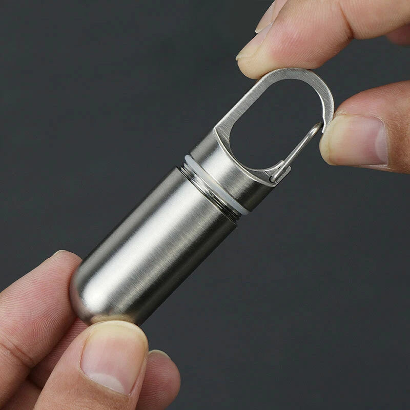 Outdoor Survival Waterproof Pill Case Key Chain Capsule Seal Container Box 07FC0E-D4 - KOEEK