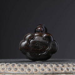 Agarwood Longevity Lock Ruyi Pendant Hand Carved Amulet Women Buddhist Jewelry 07FC0E-D4 - KOEEK