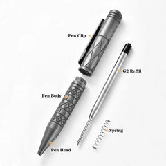 EDC Titanium Pocket Ball Pen Office Signature Working Stationery w/ 5 G2 Refills 07FC0E-D4 - KOEEK