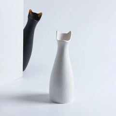 Cat-shaped Flower Vase White Ceramic Vase Creative Simple Home Decor Flower Vase 07FC0E-D4 - KOEEK