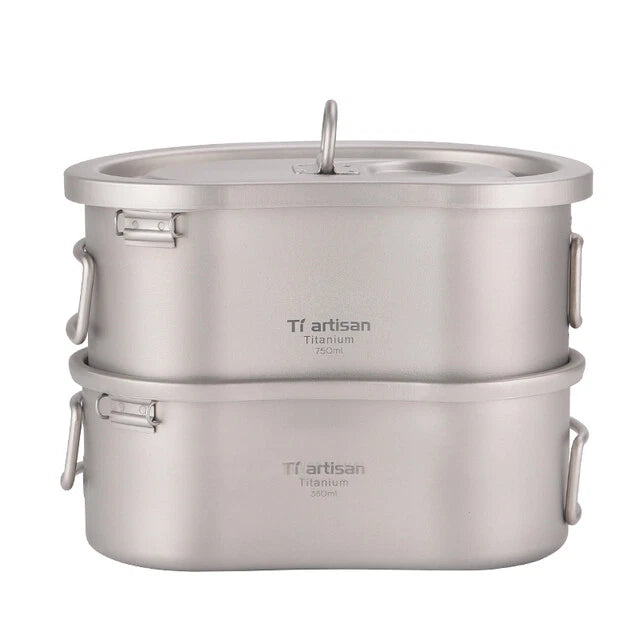 Lightweight Titanium Lunch Box Set Thermal Compartment Lunch Box for Hiking 07FC0E-D4 - KOEEK