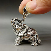 Asian Collectable Tibet Silver Hand Carved Luck Coin Elephant Pendant 07FC0E-D4 - KOEEK