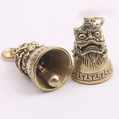 1PC 3.5CM Old Miao Silver Feng Shui Foo Dog Lion Bell Luck Pendant Decoration 07FC0E-D4 - KOEEK