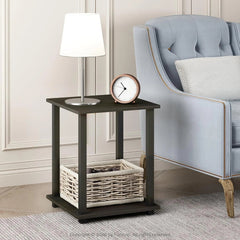 Simplistic Set of 2 End Table, Espresso/Black 07FC0E-D4 - KOEEK