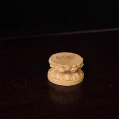 4.5cm Small Leaved Boxwood Carve Lotus Buddha Statue Base Ornament Display Stand 07FC0E-D4 - KOEEK