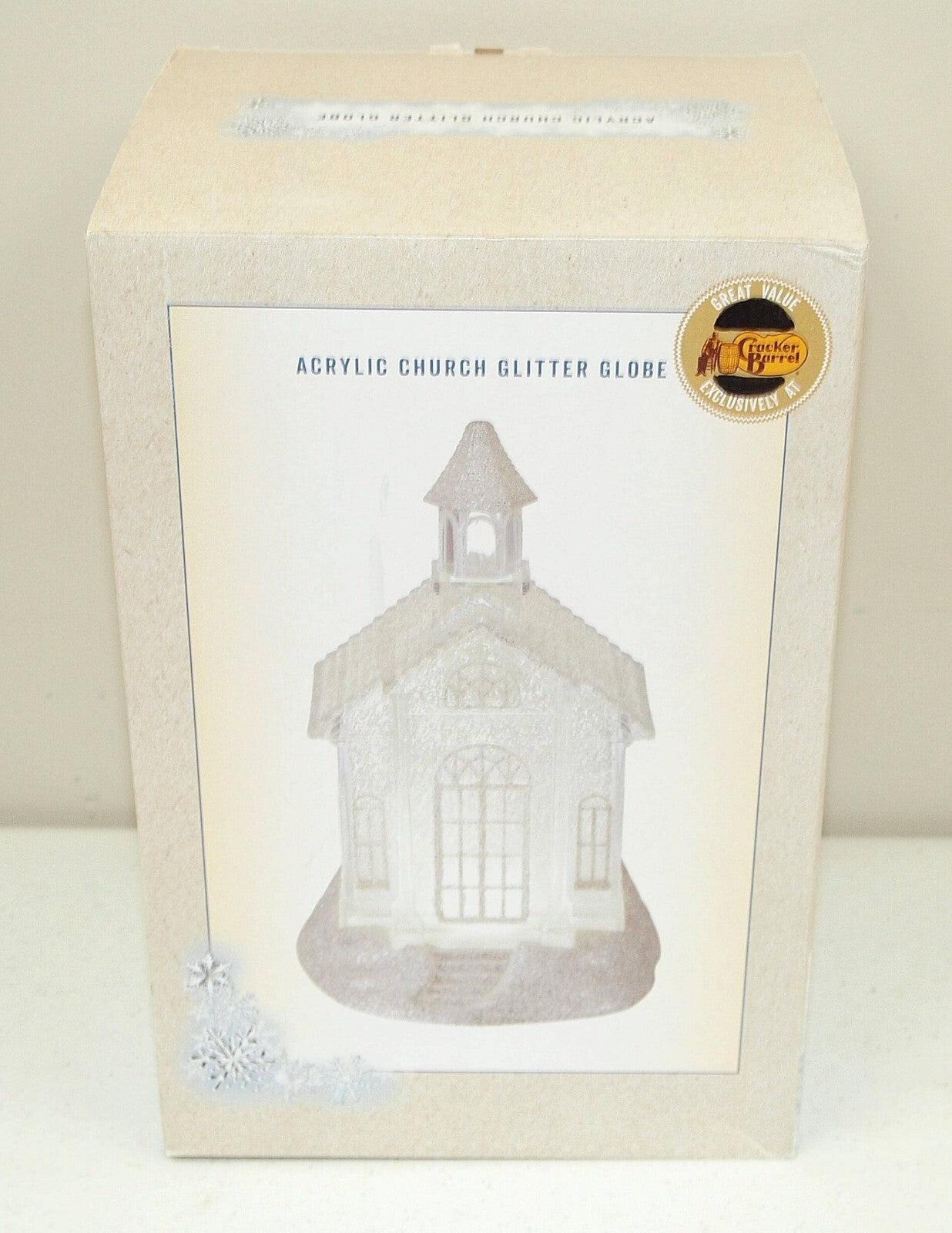 !! Large 10" CRACKER BARREL "Lighted ACRYLIC CHURCH Swirling GLITTER GLOBE" CRACKER BARREL - KOEEK