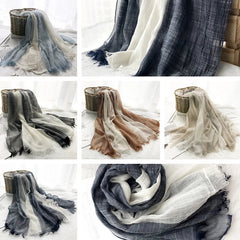 Soft Linen Cotton Scarf Shawls Muslim Large Hijab Wraps Unisex Women Men Scarves 07FC0E-D4 - KOEEK