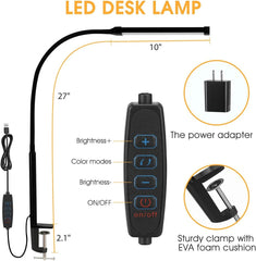 LED Desk lamp with Clamp, Eye-Caring Clip on Lights for Home Office, 3 Modes 10 07FC0E-D4 - KOEEK