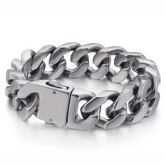 20mm Heavy Polished Silver Stainless Steel Curb Cuban Mens Chain Bracelet Gift 07FC0E-D4 - KOEEK