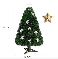 Costway 3FT Pre-Lit Fiber Optic Christmas Tree Multicolor Lights COSTWAY - KOEEK