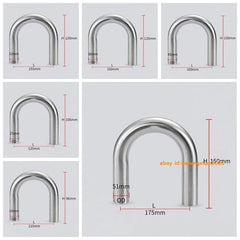 1PC 180 Degree Elbow U-Bend Exhaust Pipe 180° Tube Polished 304 Stainless Steel 07FC0E-D4 - KOEEK