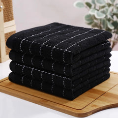 Cotton Terry Kitchen Towels(Black, 13 x 28 inches), Checkered Designed,Soft 07FC0E-D4 - KOEEK