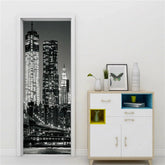 3D Self-Adhesive Door City Night View Wrap Mural Wall Art Sticker Home Decal HOME - KOEEK