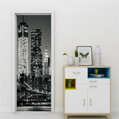 3D Self-Adhesive Door City Night View Wrap Mural Wall Art Sticker Home Decal HOME - KOEEK