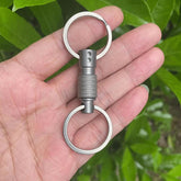 EDC Titanium Quick Release Swivel Key chain Buckle Portable Double w/ Key Rings 07FC0E-D4 - KOEEK