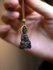 Copper Samantabhadra Bodhisattva Guanyin Pendant Necklace Vintage Style 07FC0E-D4 - KOEEK
