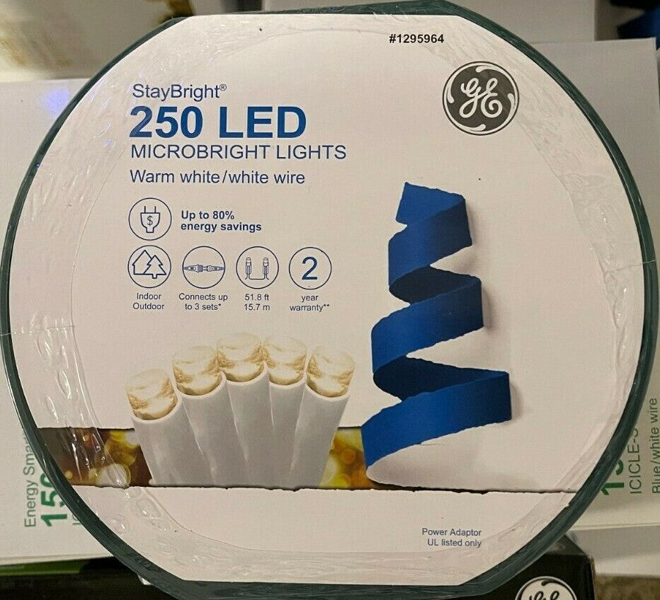 GE StayBright 250-Count 51.8-ft White Micro LED Christmas String Lights GE - KOEEK