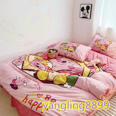 Anime Kirby Velvet Bed Sheet Pillowcase Quilt Cover Double Queen Bedding Set 4pc 07FC0E-D4 - KOEEK