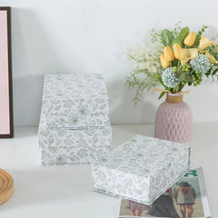 Decorative Cardboard Storage Boxes, Set of 3 Light Green Floral Pattern Keepsake 07FC0E-D4 - KOEEK