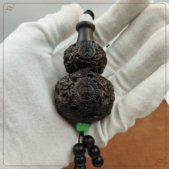 Vietnam Agarwood Gourd Car Hanging Ornament Hand Carved Wood Pendant Gift 07FC0E-D4 - KOEEK