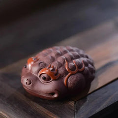 Yixing Purple Clay Tea Pet Golden Toad Animal Statue Handmade TeaSet Decor 07FC0E-D4 - KOEEK