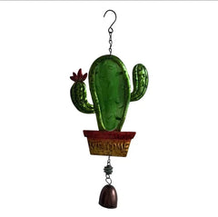 Hanging Wind Chime Color Painting Cactus Iron Bell Pendant Wind Chimes 07FC0E-D4 - KOEEK