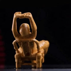 6.28 in Exquisitely Wooden Buddha Statue Elder Rohan Wood Carving Ornament 07FC0E-D4 - KOEEK
