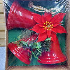 Vintage Noma Lighted Christmas Bells Red Plastic Cluster of 3 Bells & Poinsettia NOMA - KOEEK