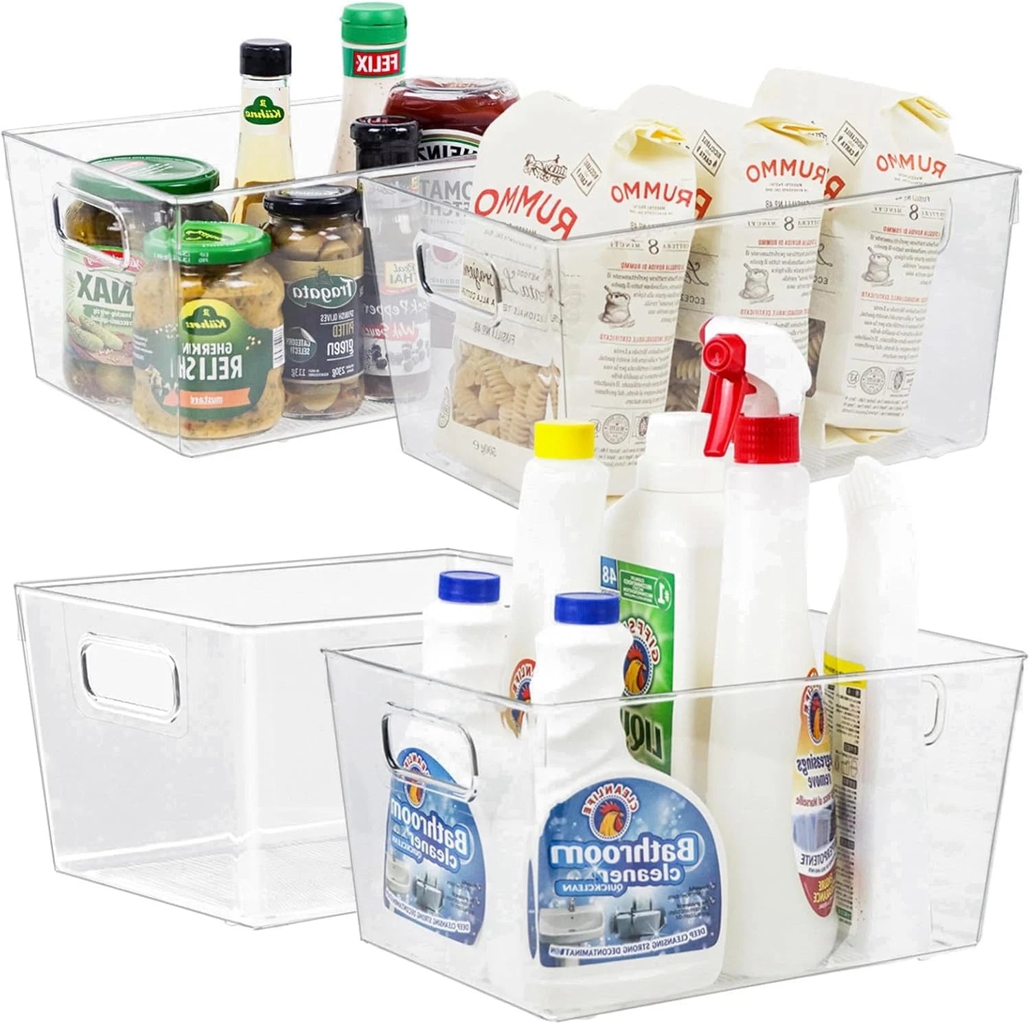 4 transparent storage boxes, suitable for organizing kitchen cabinets 07FC0E-D4 - KOEEK