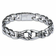 Mens Heavy Sturdy Stainless Steel Motorcycle Biker Chain Bracelet Wristband Gift 07FC0E-D4 - KOEEK