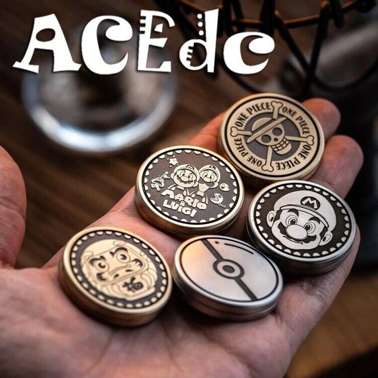 Fidget Slider Mini Steel Cartoon Theme EDC Brass Coin Shape Push Slider Toy Gift 07FC0E-D4 - KOEEK