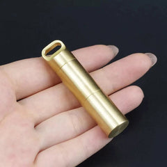 EDC Brass Waterproof Pill Case Holder EDC Pill Organizer Container 2 Compartment 07FC0E-D4 - KOEEK