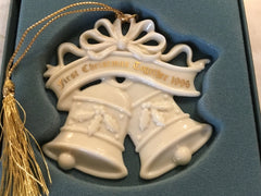 Lenox "Our First Christmas 1996" Holly on Wedding Bells, Bow & Ribbon Ornament LENOX - KOEEK