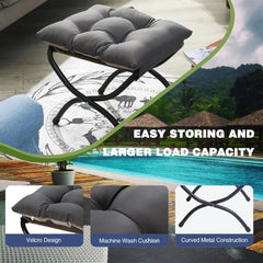 15 Folding Footstool for Patio,Small Outdoor Decorative Bench,Washable Dark Gray 07FC0E-D4 - KOEEK