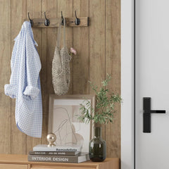 Coat Hooks Wall Mounted, Wooden Hat Rack with 4 Hooks for Entryway, Bathroom 07FC0E-D4 - KOEEK