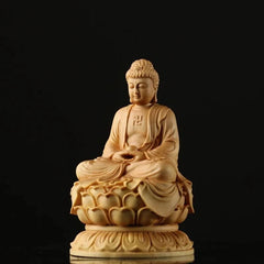 9cm Japan Buddha Statue Shakyamuni Wood Sculpture Buddha Dharma Solid Buddhism 07FC0E-D4 - KOEEK