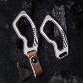 Titanium Alloy + Leather Keychain Carabiner Removable Pendant EDC Crowbar Tool EDC - KOEEK